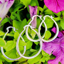 Load image into Gallery viewer, Silver Etched Hoop Earrings
