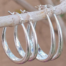 Load image into Gallery viewer, Silver Etched Hoop Earrings
