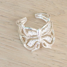Load image into Gallery viewer, Adjustable butterfly ring on tan background