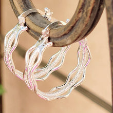 Load image into Gallery viewer, Silver Wavy Hoop Earrings