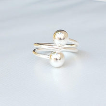 Load image into Gallery viewer, Double Ball Adjustable Sterling Silver Ring