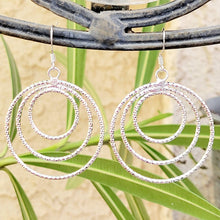Load image into Gallery viewer, Triple Circle Sterling Silver Earrings