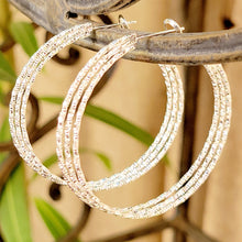 Load image into Gallery viewer, Twisted Triple Hoop Silver Earrings