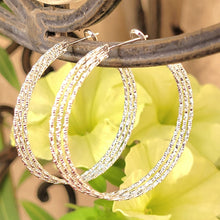 Load image into Gallery viewer, Twisted Triple Hoop Silver Earrings