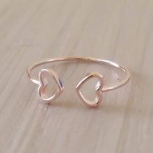 Load image into Gallery viewer, Double Heart Adjustable Sterling Silver Ring