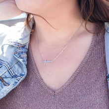 Load image into Gallery viewer, Slanted Cross Sterling Silver Necklace