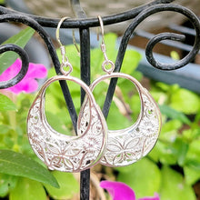 Load image into Gallery viewer, Flower and Butterfly Dangle Earrings