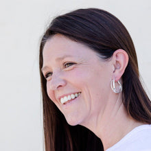 Load image into Gallery viewer, Criss Cross Silver Hoop Earrings