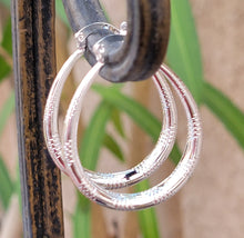 Load image into Gallery viewer, Silver Notched Hoop Earrings