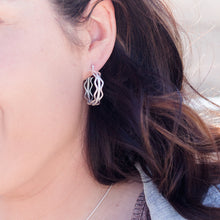 Load image into Gallery viewer, Silver Wavy Hoop Earrings