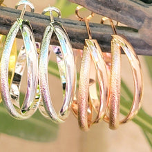 Load image into Gallery viewer, Criss Cross Silver Hoop Earrings
