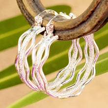 Load image into Gallery viewer, Silver Wavy Hoop Earrings
