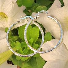 Load image into Gallery viewer, Block Sterling Silver Hoop Earrings