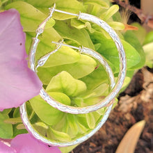 Load image into Gallery viewer, Round Etched Silver Hoops