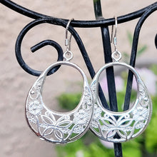 Load image into Gallery viewer, Flower and Butterfly Dangle Earrings