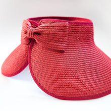 Load image into Gallery viewer, Red bow visor with a white background