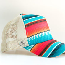 Load image into Gallery viewer, Striped Ponytail & Messy Bun Baseball Cap side view with a white background