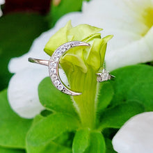 Load image into Gallery viewer, Moon and Star Adjustable Sterling Silver Ring