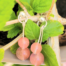 Load image into Gallery viewer, Strawberry Crystal Sterling Silver Dangle Earring on branches and green leaves
