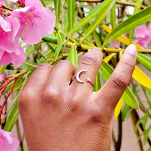 Load image into Gallery viewer, Moon and Star Adjustable Sterling Silver Ring