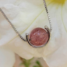 Load image into Gallery viewer, Strawberry Ball Sterling Silver Necklace with white flower