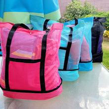 Load image into Gallery viewer, Large Capacity Mesh Picnic and Beach Bag with Insulated Cooler