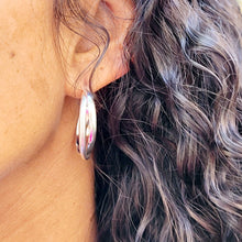 Load image into Gallery viewer, Criss Cross Silver Hoop Earrings