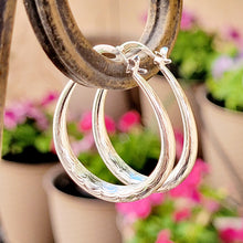 Load image into Gallery viewer, Silver Etched Hoop Earrings
