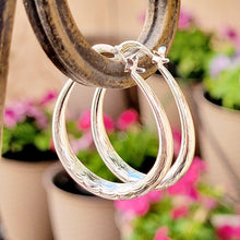 Load image into Gallery viewer, Silver Etched Hoop Earrings