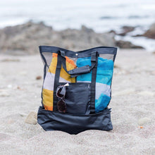 Load image into Gallery viewer, Large Capacity Mesh Picnic and Beach Bag with Insulated Cooler