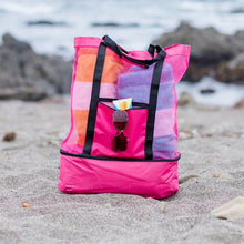 Load image into Gallery viewer, Large Capacity Mesh Picnic and Beach Bag with Insulated Cooler