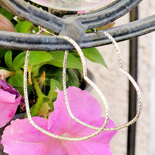 Load image into Gallery viewer, Large Heart Silver Hoops
