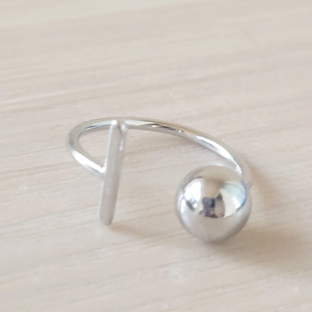 Bar and Ball Adjustable Sterling Silver Ring