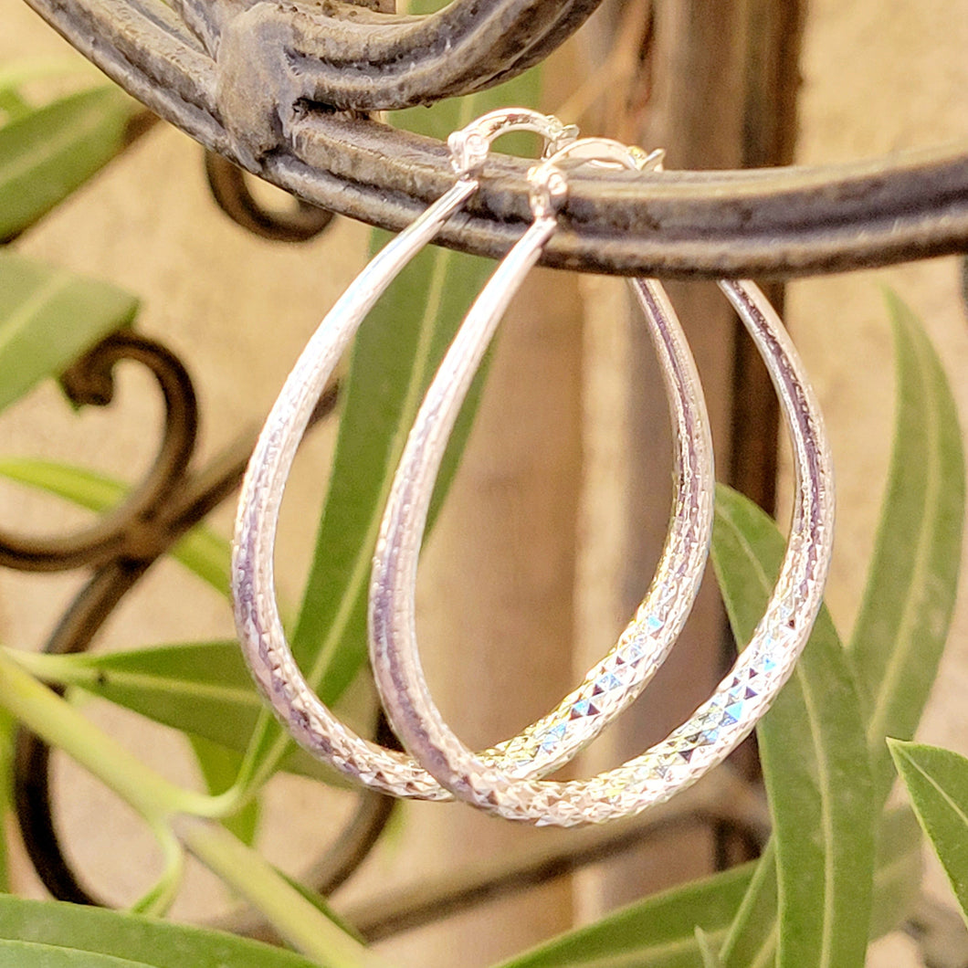 Diamond Cut Sterling Silver Hoop Earrings