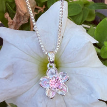 Load image into Gallery viewer, Pink Flower Sterling Silver Necklace

