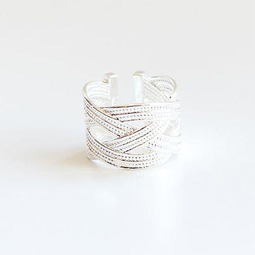 Woven Adjustable Sterling Silver Ring – Pearblossom Corner Woven Adjustable Sterling Silver Ring – Pearblossom Corner