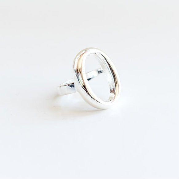 Oval Adjustable Sterling Silver Ring