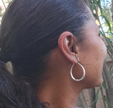 Load image into Gallery viewer, Silver Notched Hoop Earrings
