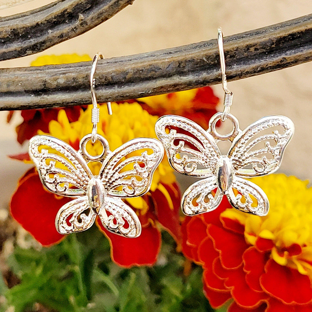 Butterfly Silver Dangle Earrings