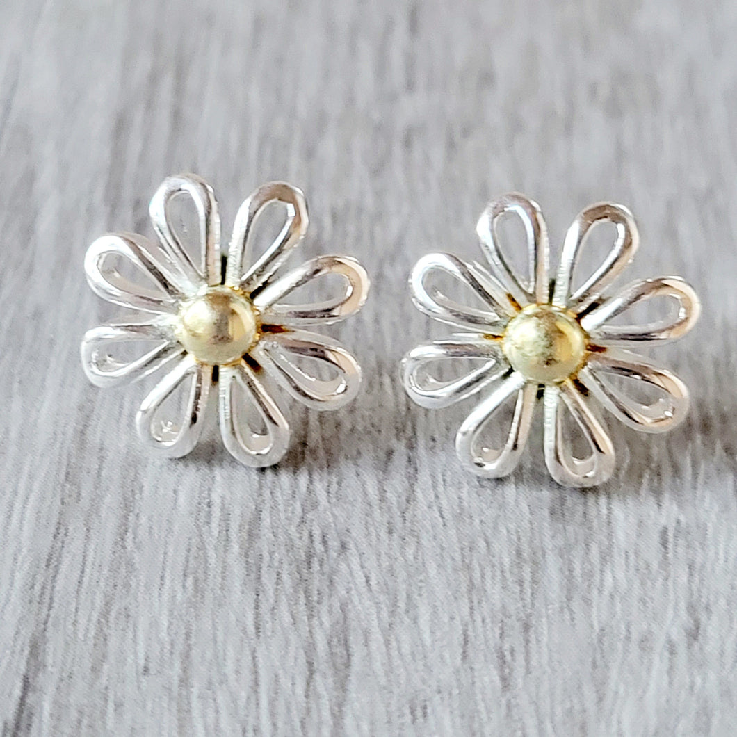 Yellow Flower Sterling Silver Earrings