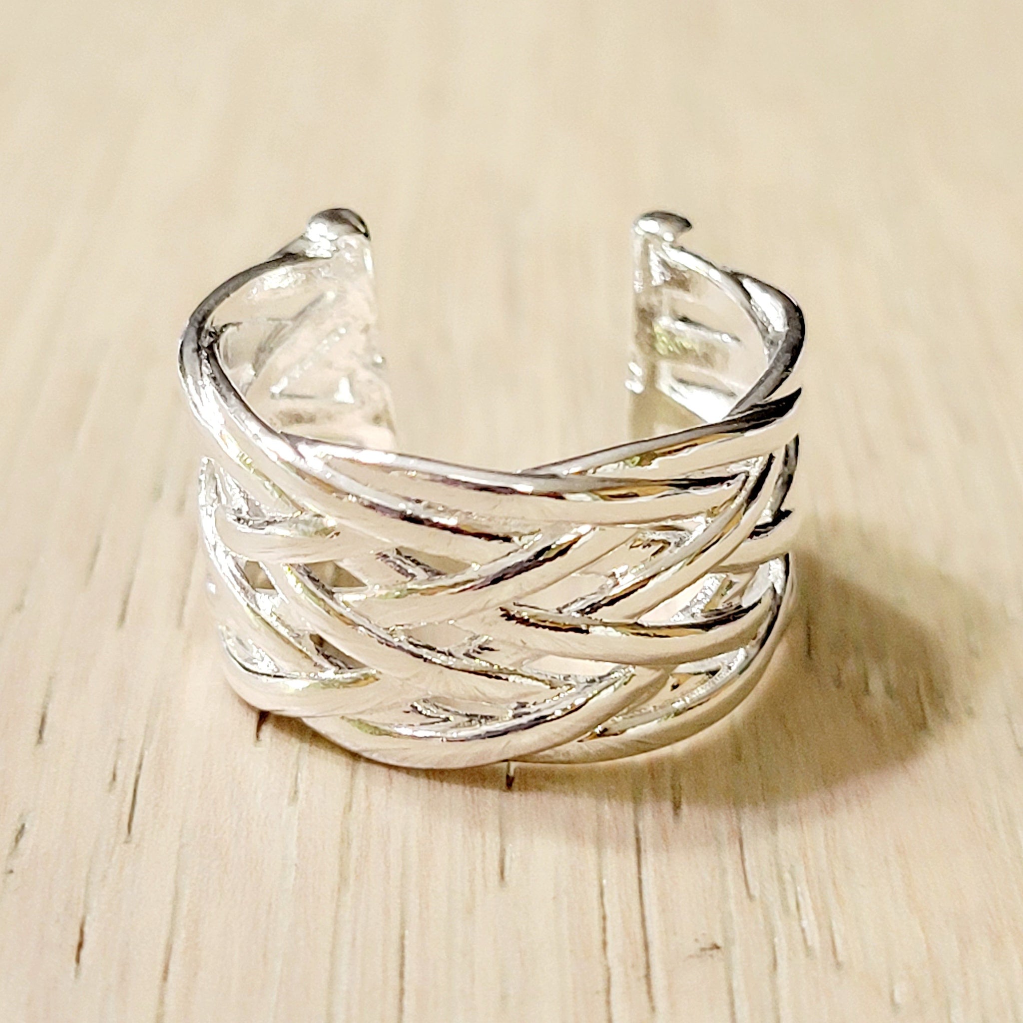 Braided Adjustable Sterling Silver Ring