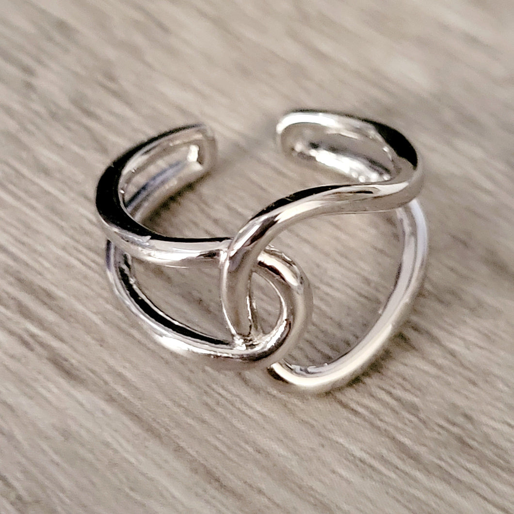 Criss Cross Adjustable Sterling Silver Ring