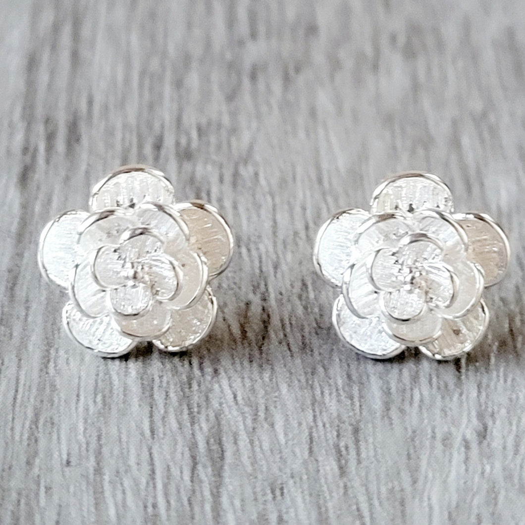 Flower Stud Sterling Silver Earrings