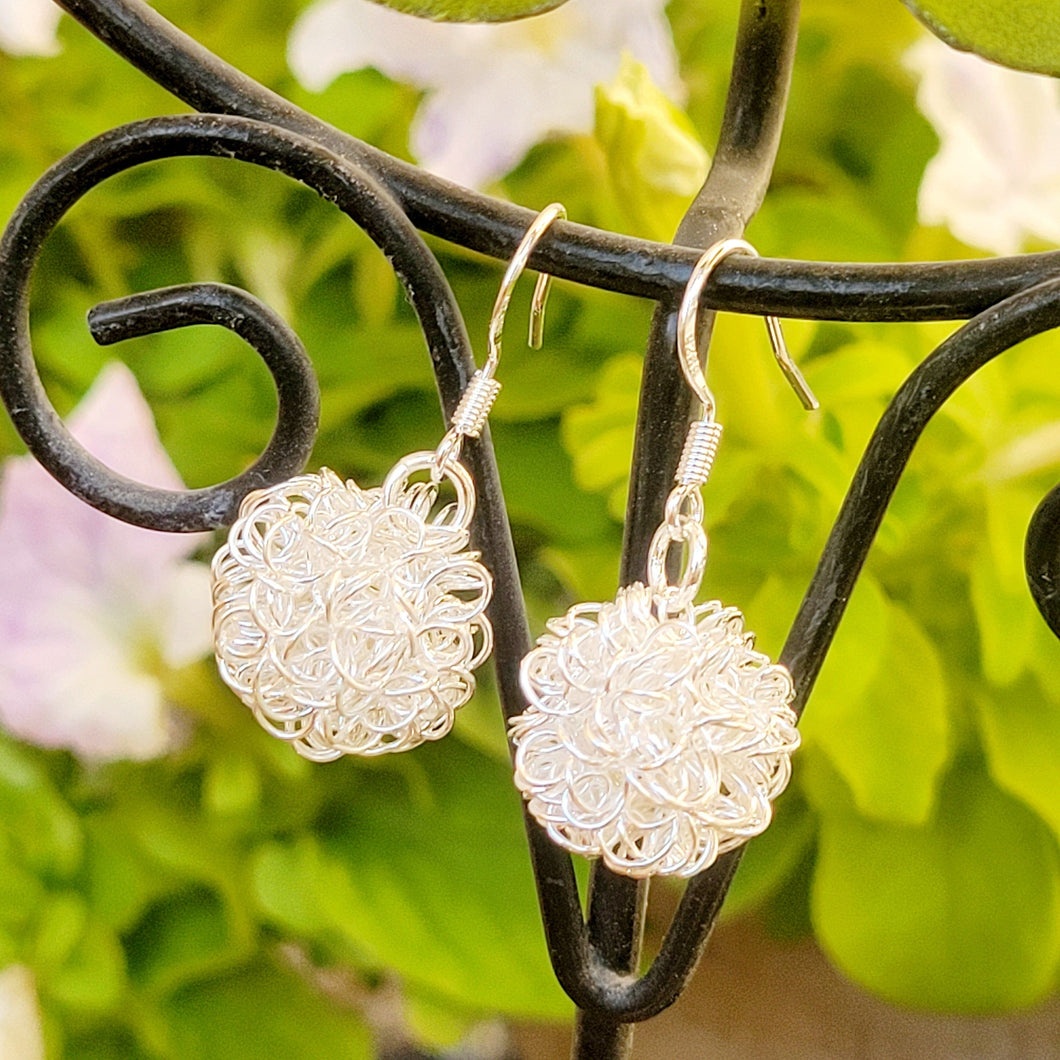 Textured Silver Ball Earrings