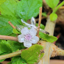 Load image into Gallery viewer, Plum Flower Adjustable Sterling Silver Ring
