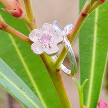 Load image into Gallery viewer, Plum Flower Adjustable Sterling Silver Ring
