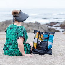 Load image into Gallery viewer, Large Capacity Mesh Picnic and Beach Bag with Insulated Cooler
